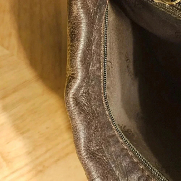 Vintage Fossil Chocolate Brown Crossbody Messenger Handbag Adjustable Strap - Picture 8 of 9